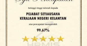 PENTADBIRAN SETIAUSAHA KERAJAAN NEGERI KELANTAN TELAH BERJAYA MEMPEROLEHI KEPUTUSAN CEMERLANG 5 BINTANG BAGI PENILAIAN PETUNJUK PRESTASI UTAMA (KPI) HRMIS TAHUN 2024