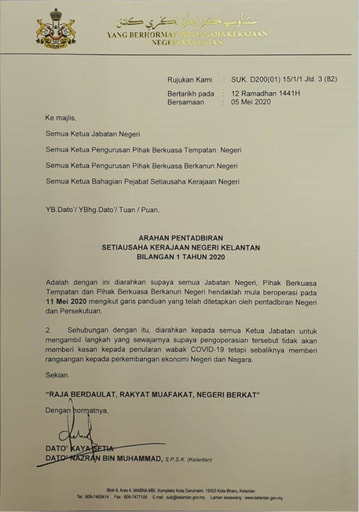 Surat Kerajaan Negeri Kelantan Sembahyang Hajat Isu Tanah Salor