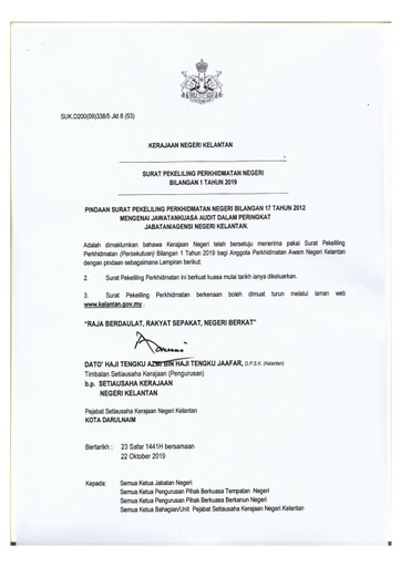 Portal Rasmi Kerajaan Negeri Kelantan Surat Pekeliling Perkhidmatan 2019