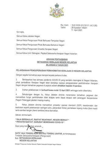 APN 04-Pelaksanaan Pengoperasian Perkhidmatan Kerajaan Di Negeri Kelantan