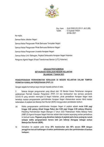APN 07-Pengoperasian Perkhidmatan Kerajaan Negeri Kelantan Dalam Tempoh Perintah Kawalan Pergerakan (PKP) 3.0